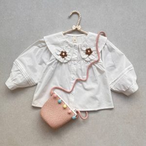 شومیز دخترانه گل برجسته کد 111