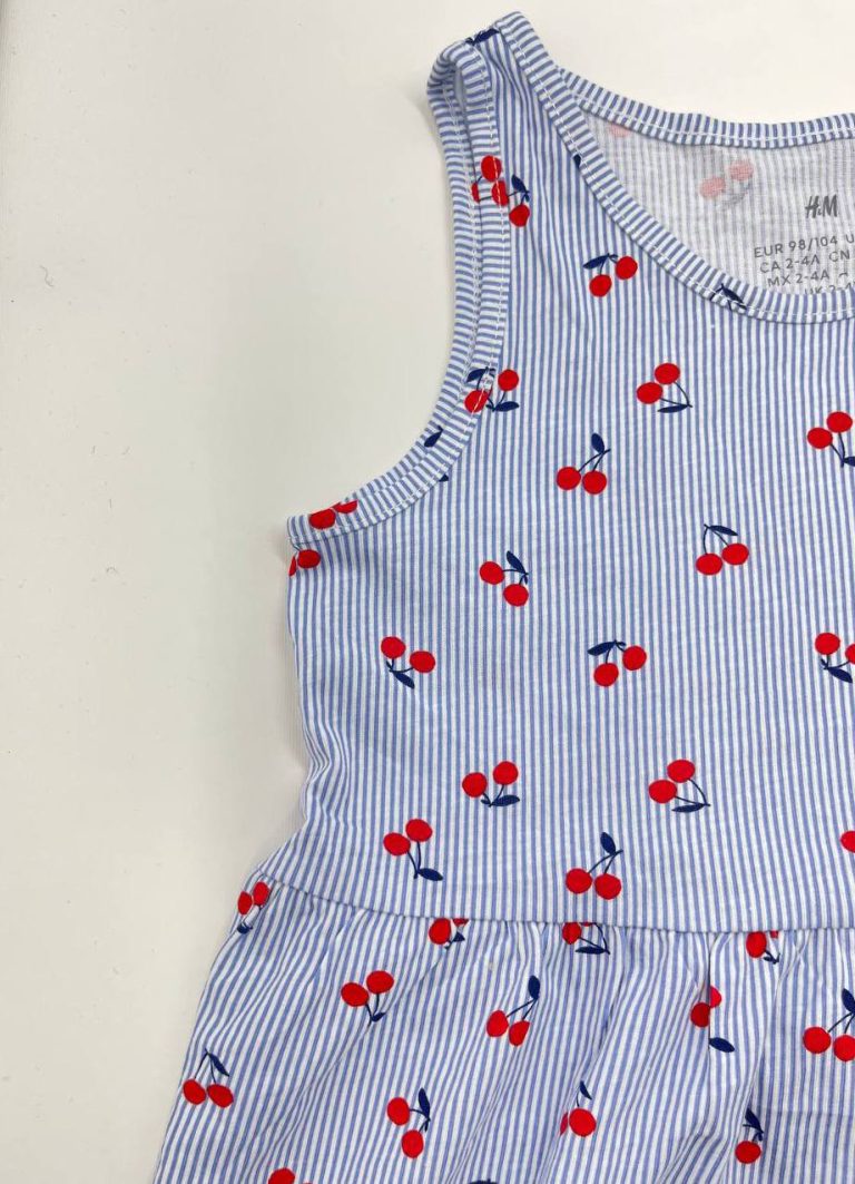 پیراهن دخترانه طرح آلبالو کد 122