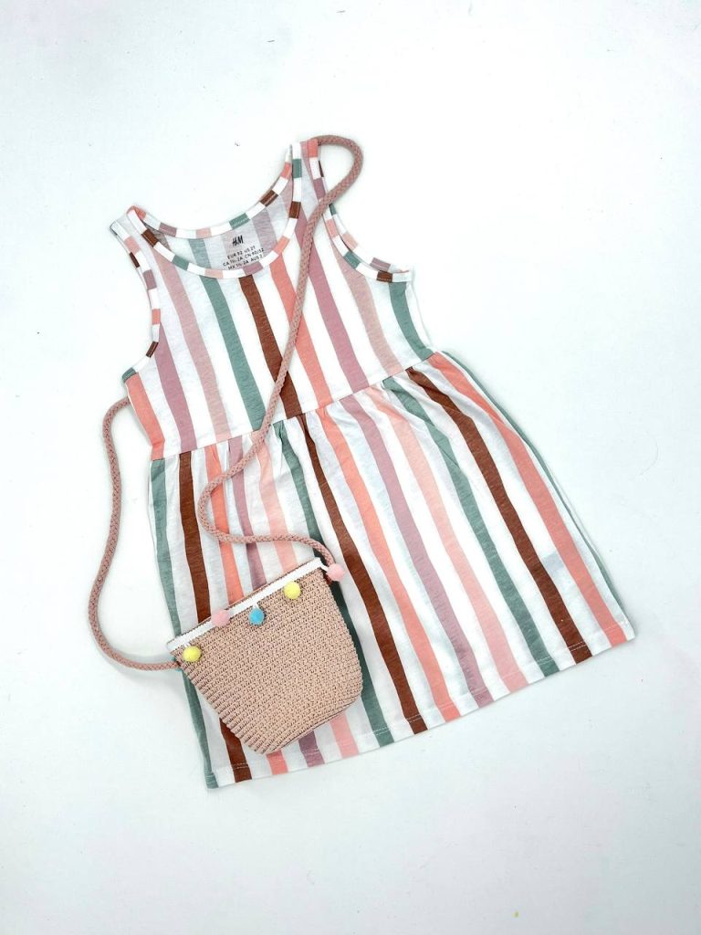 پیراهن دخترانه طرح راهراه کد 123