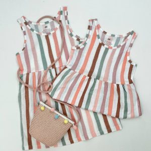 پیراهن دخترانه طرح راه‌راه کد 123