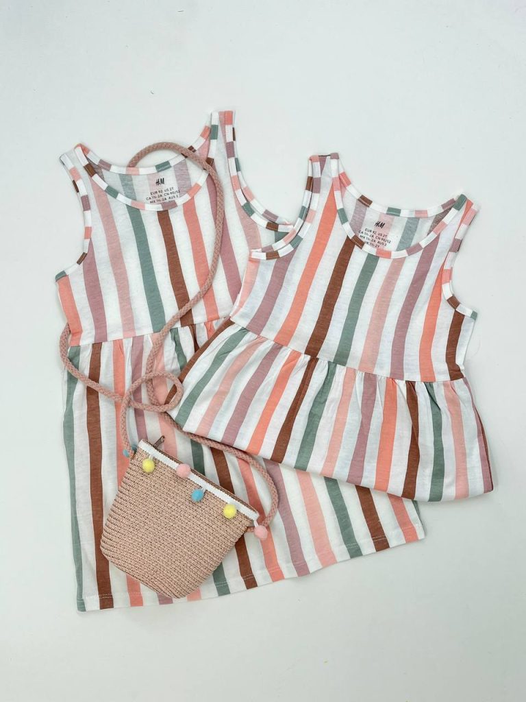 پیراهن دخترانه طرح راهراه کد 123