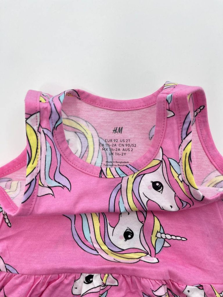 پیراهن دخترانه طرح یونیکورن کد 124