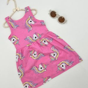 پیراهن دخترانه طرح یونیکورن کد 124