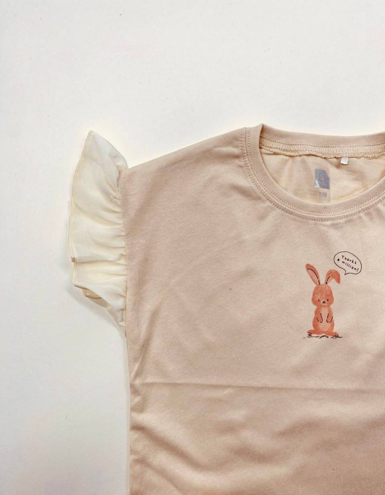 تیشرت تمامنخ طرح خرگوشی کرم کد 134