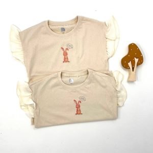 تیشرت تمام‌نخ طرح خرگوشی کرم کد 134