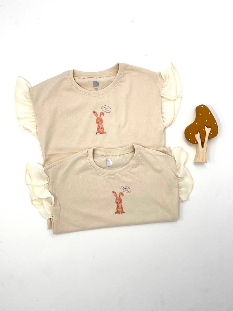 تیشرت تمامنخ طرح خرگوشی کرم کد 134