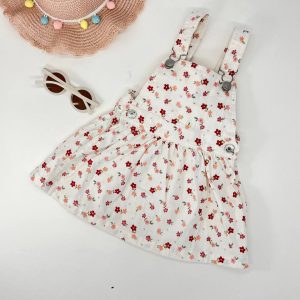 بیلر دامنی دخترانه طرح گل رنگ سفید کد 141