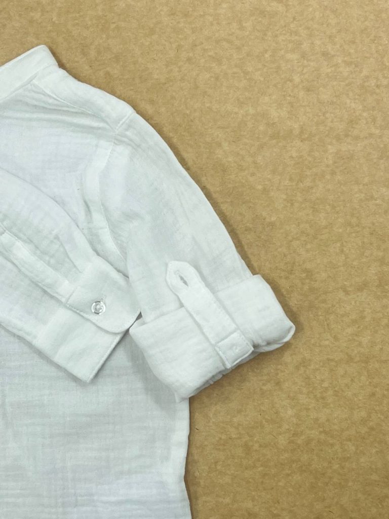 پیراهن آستین بلند موسلین رنگ سفید کد 150