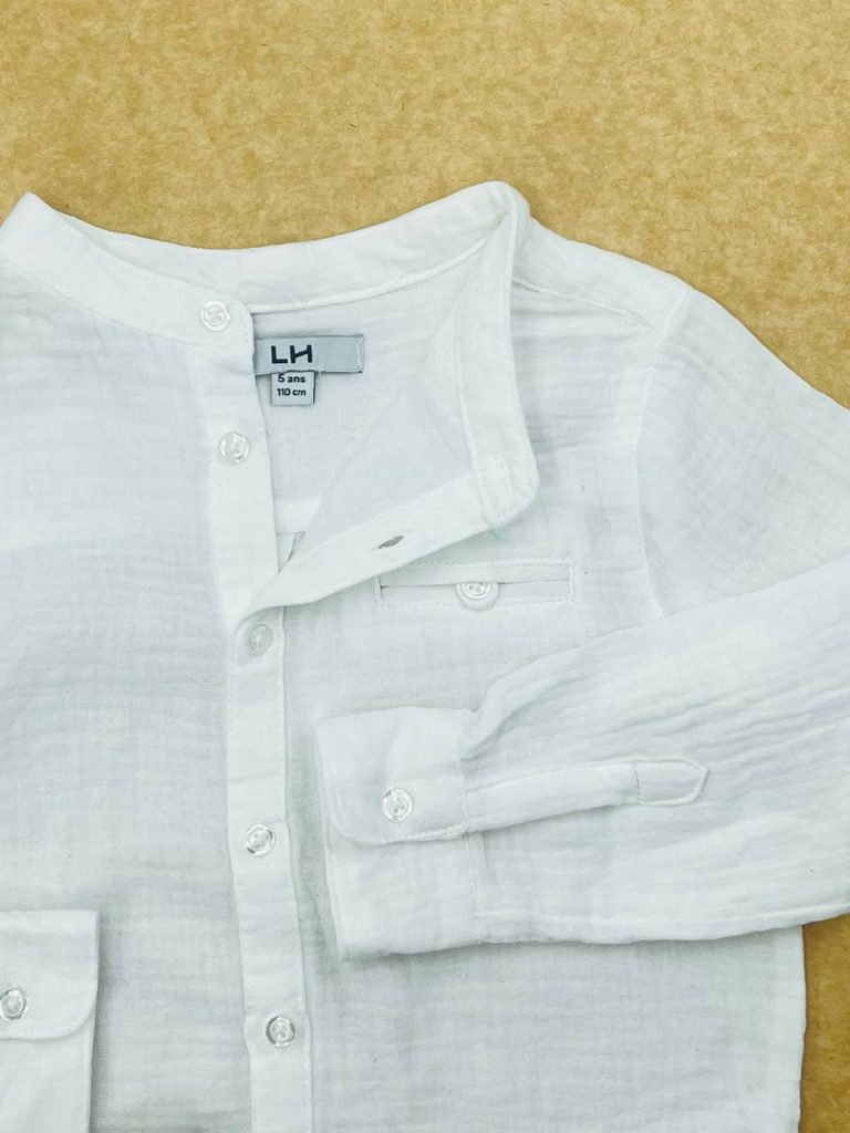 پیراهن آستین بلند موسلین رنگ سفید کد 150