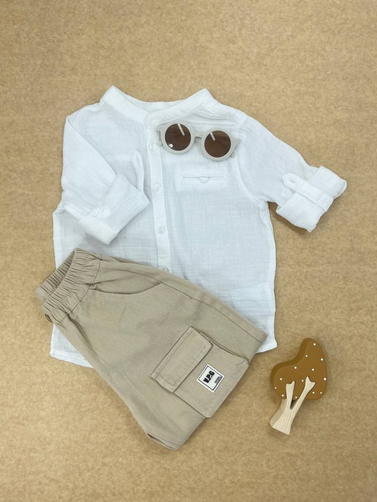 پیراهن آستین بلند موسلین رنگ سفید کد 150