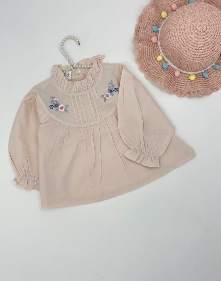 👚 شومیز گلدوزی شده با رنگ گلبهی کد 112