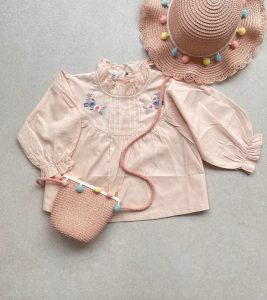 👚 شومیز گلدوزی شده با رنگ گلبهی کد 112