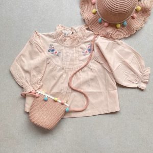 👚 شومیز گلدوزی شده با رنگ گلبهی کد 112